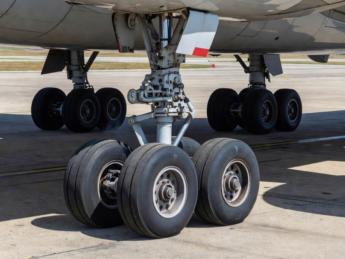 Aircraft landing gear bogie and wheels during ground operations